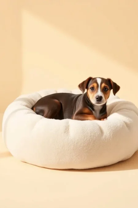 Cama donut antiansiedad afelpada