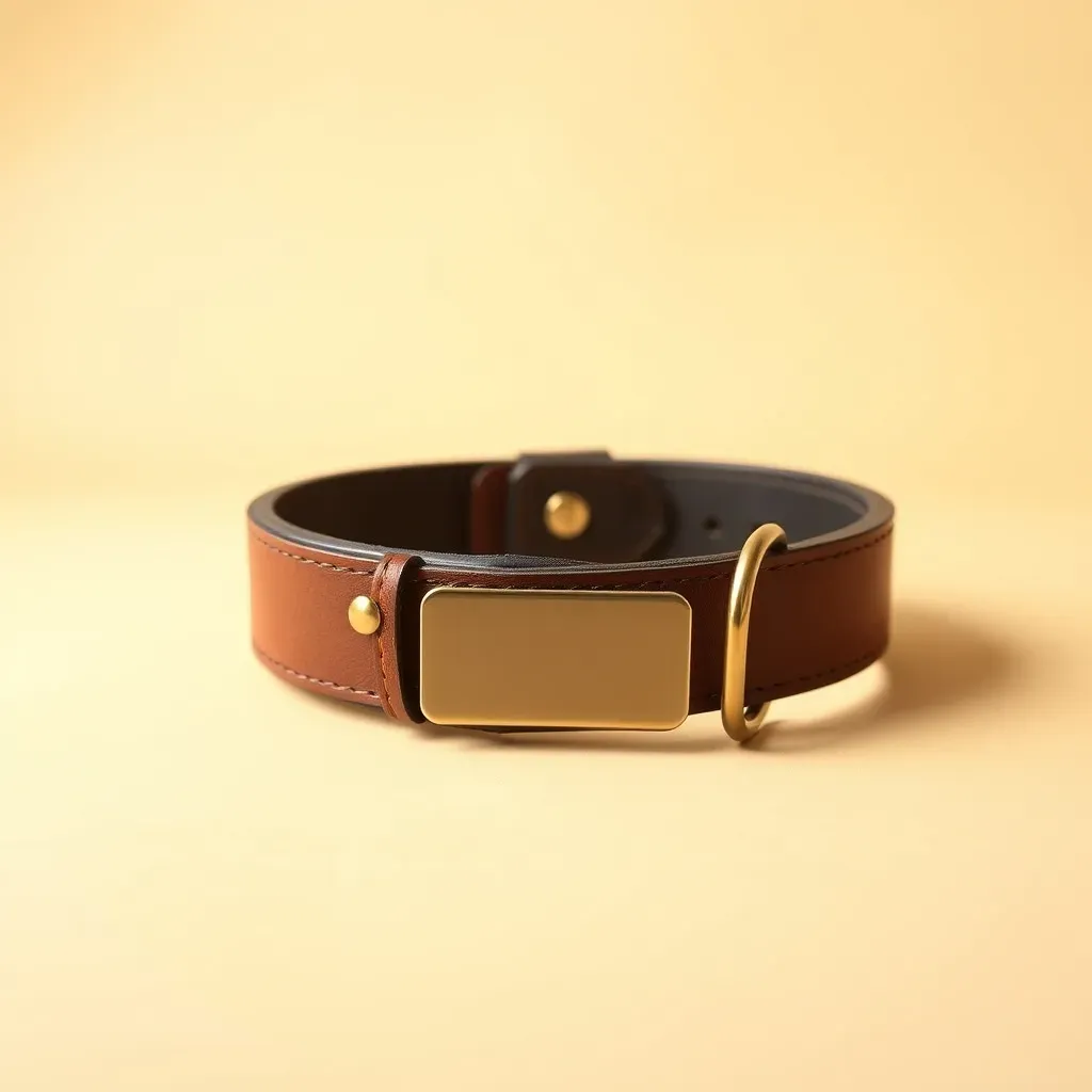 Collar de cuero genuino marrón clásico